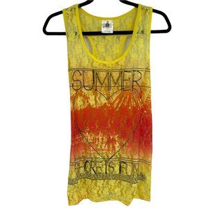 Terry Leigh Apparel Overlay Tank Top XXL 19 Juniors Yellow Orange